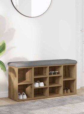VidaXL Schoenenbank 82x32x45,5 cm bewerkt hout artisanaal eikenkleur