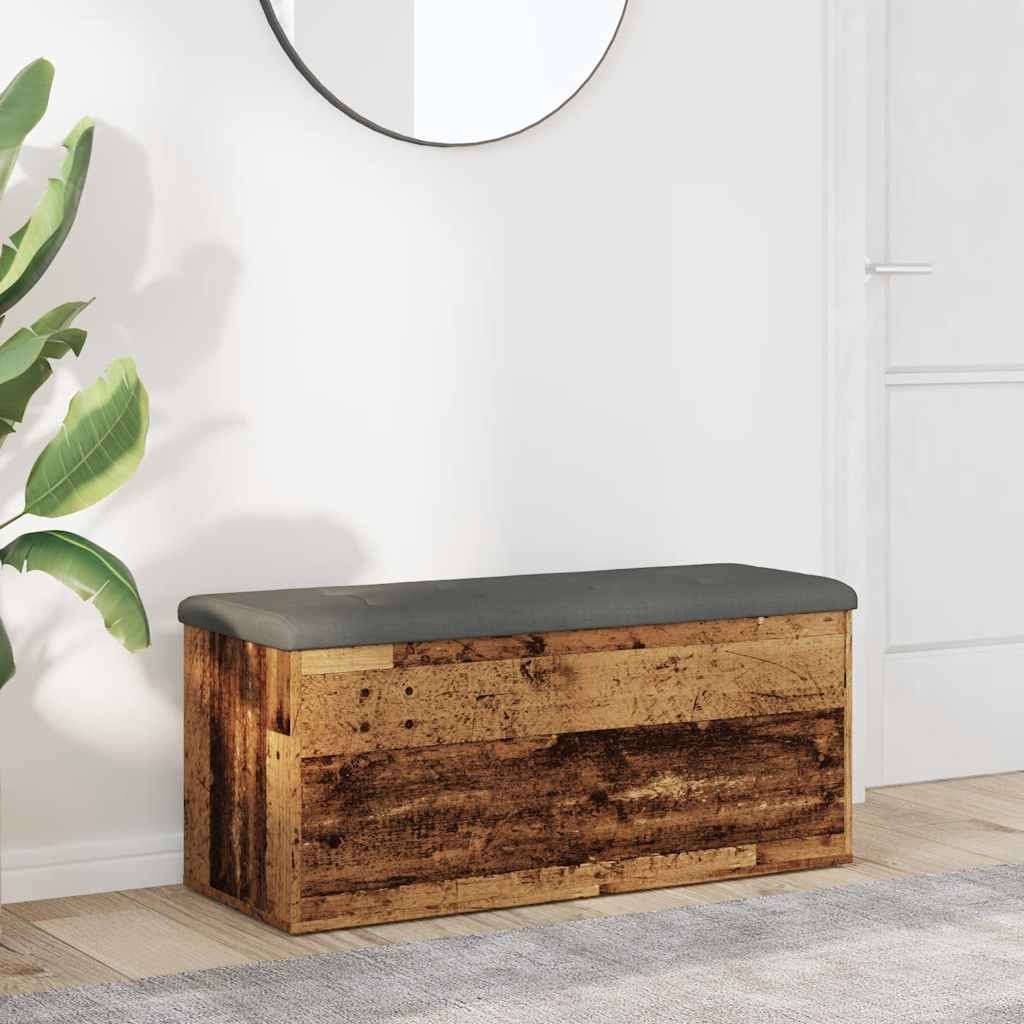 VidaXL Opbergbankje 102x42x45 cm bewerkt hout oud houtkleurig