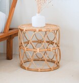 KantoormeubelenPlus Ronde rotan bijzettafel – kleine boho salontafel – nachtkastje rotan beige – handgemaakte tafel gemaakt van natuurlijk rotan (Ø 45 cm) MUARA