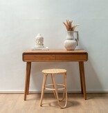 Soeji Rotan Kruk KOLAKA Naturel Ø35 cm met Geweven Zitvlak | Kleine ronde kruk met drie poten