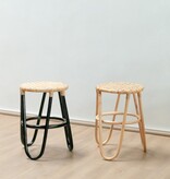 Soeji Rotan Kruk KOLAKA Naturel Ø35 cm met Geweven Zitvlak | Kleine ronde kruk met drie poten