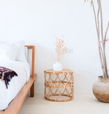 KantoormeubelenPlus Ronde rotan bijzettafel – kleine boho salontafel – nachtkastje rotan beige – handgemaakte tafel gemaakt van natuurlijk rotan (Ø 45 cm) MUARA