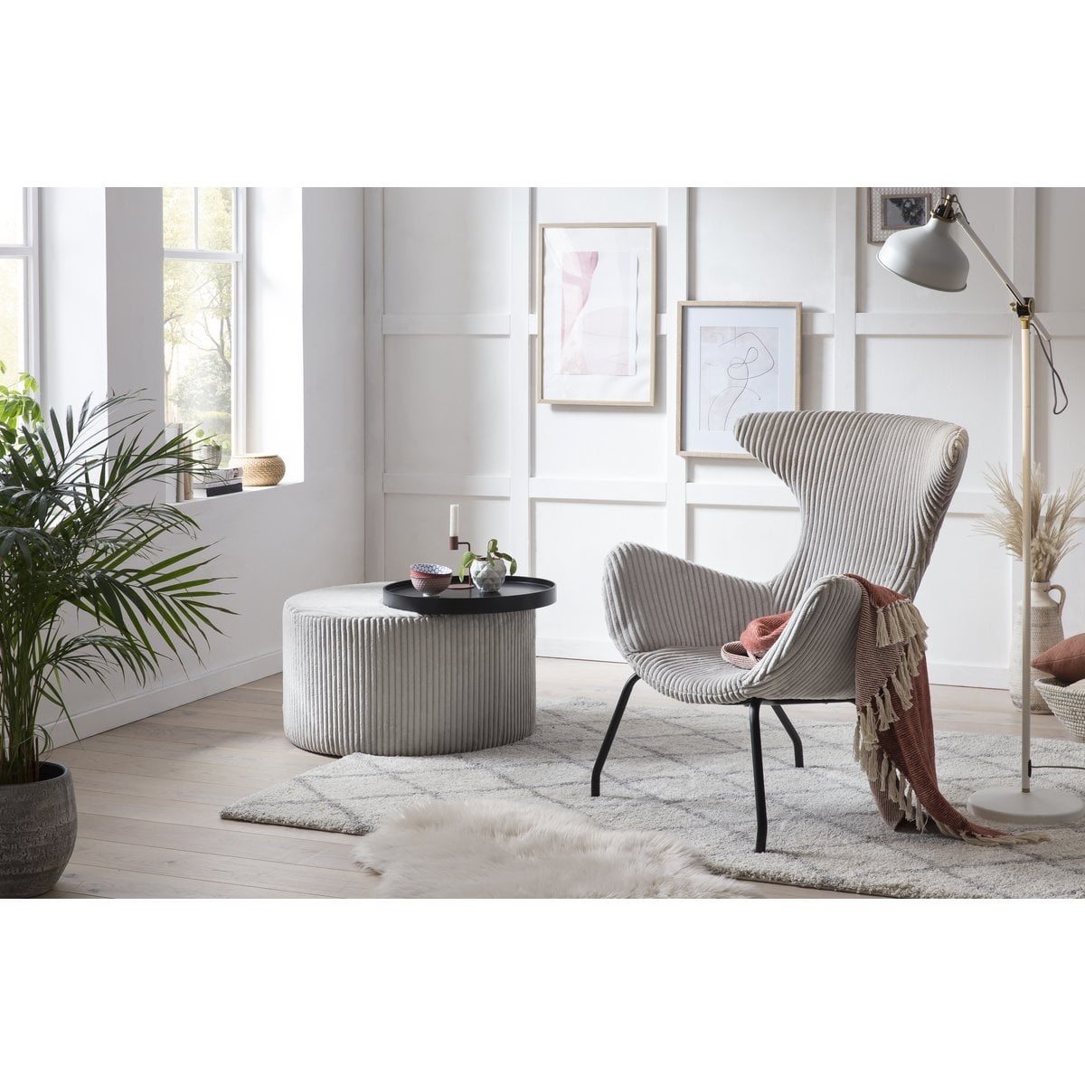 SalesFever Relaxfauteuil Grijze structuurstof