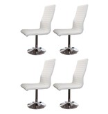 SalesFever Set van 4 eetkamerstoelen in wit kunstleer look