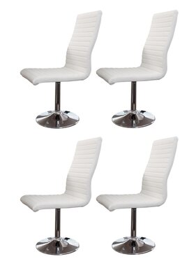 SalesFever Set van 4 eetkamerstoelen in wit kunstleer look
