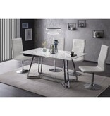 SalesFever Set van 4 eetkamerstoelen in wit kunstleer look