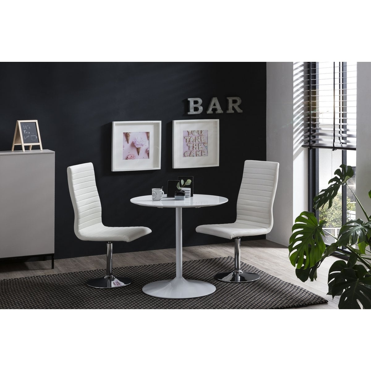 SalesFever Set van 4 eetkamerstoelen in wit kunstleer look