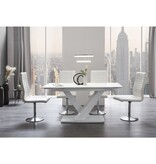 SalesFever Set van 4 eetkamerstoelen in wit kunstleer look