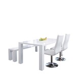 SalesFever Set van 4 eetkamerstoelen in wit kunstleer look