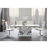 SalesFever Set van 4 eetkamerstoelen in wit kunstleer look