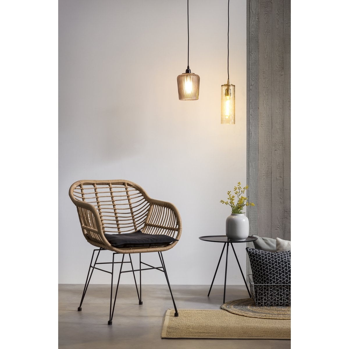 SalesFever Set van 2 fauteuils in rotan look, naturel