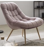 SalesFever Fauteuil XXL fluweel roze metaal houtlook
