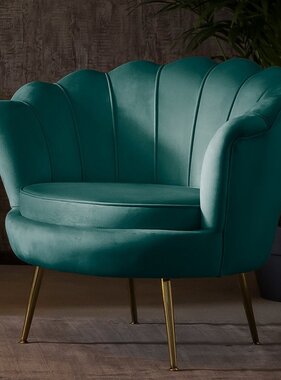 SalesFever Fluwelen schelp fauteuil Groen