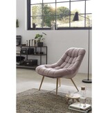 SalesFever Fauteuil XXL fluweel roze metaal houtlook