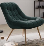 SalesFever Fauteuil XXL fluweel groen metaal houtlook