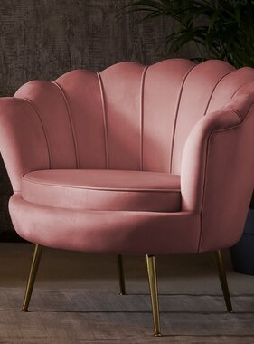 SalesFever Shell fauteuil in fluweel Rose