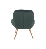 SalesFever Fauteuil XXL fluweel groen metaal houtlook