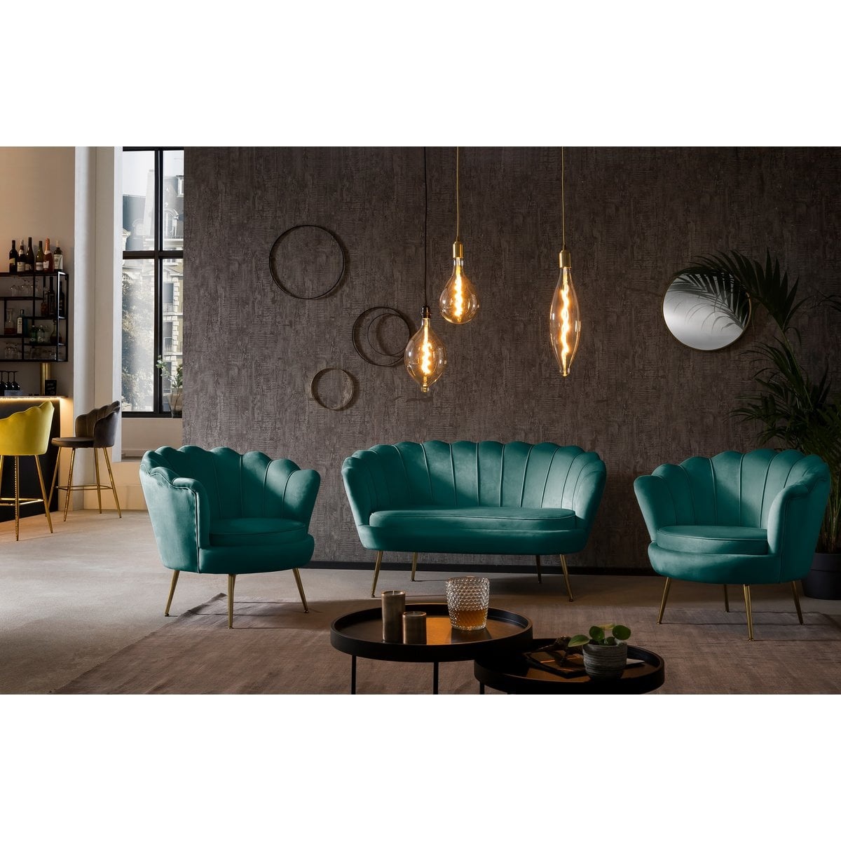 SalesFever Fluwelen schelp fauteuil Groen
