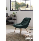 SalesFever Fauteuil XXL fluweel groen metaal houtlook