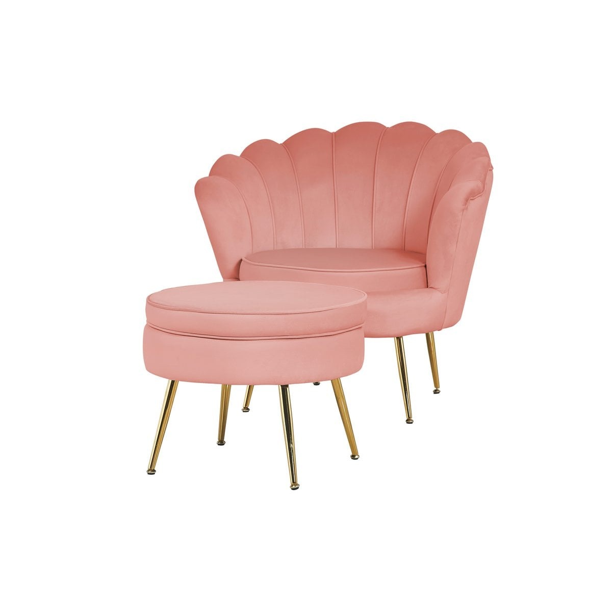SalesFever Shell fauteuil in fluweel Rose