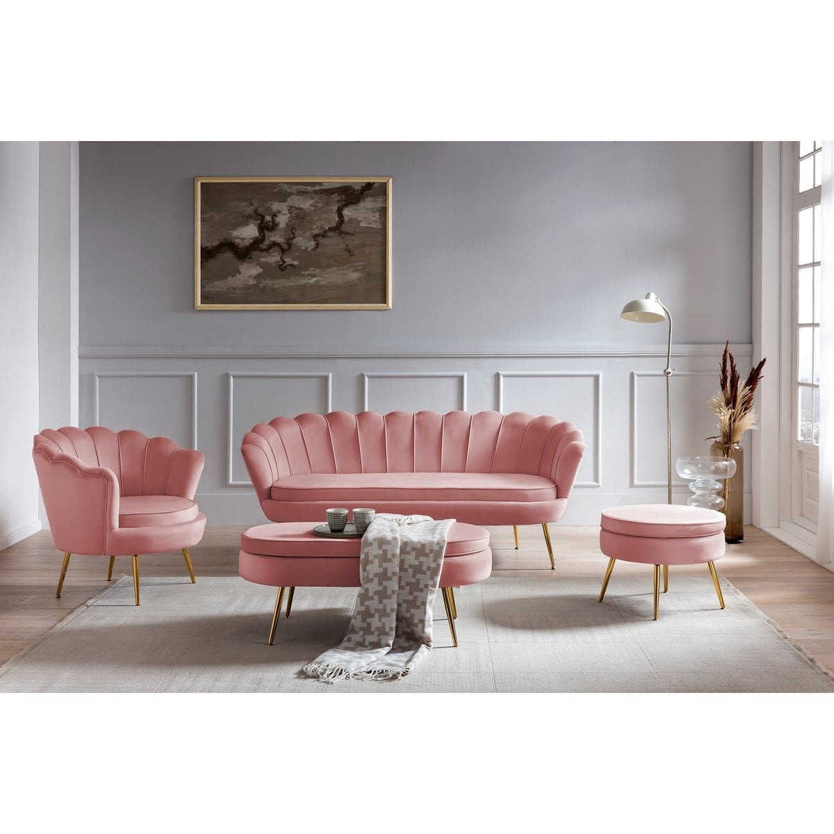 SalesFever Shell fauteuil in fluweel Rose