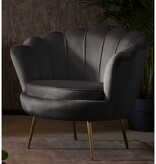 SalesFever Zwart fluwelen schelp fauteuil