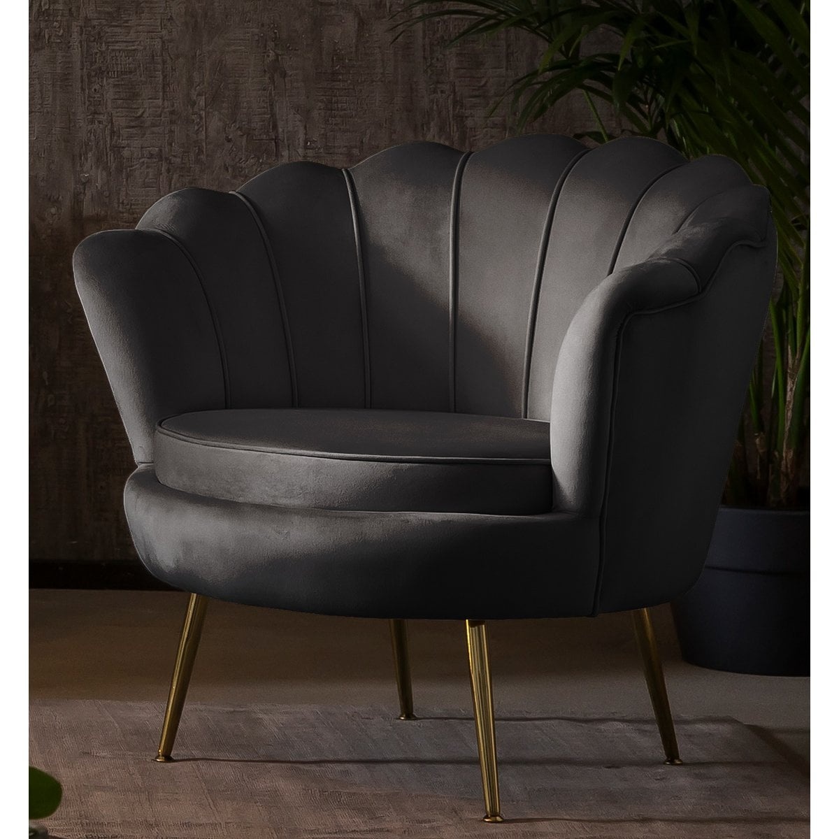 SalesFever Zwart fluwelen schelp fauteuil