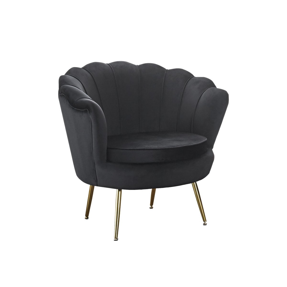 SalesFever Zwart fluwelen schelp fauteuil