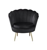 SalesFever Zwart fluwelen schelp fauteuil