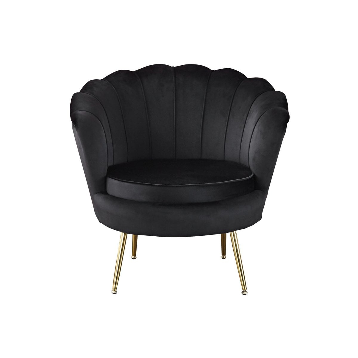 SalesFever Zwart fluwelen schelp fauteuil