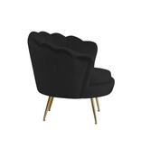 SalesFever Zwart fluwelen schelp fauteuil
