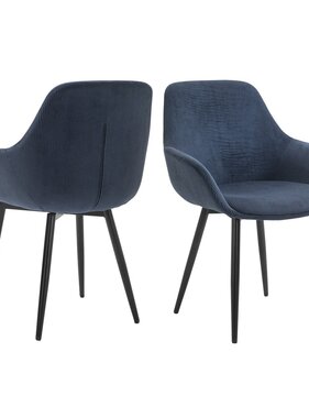 SalesFever Set van 2 corduroy fauteuils, donkerblauw