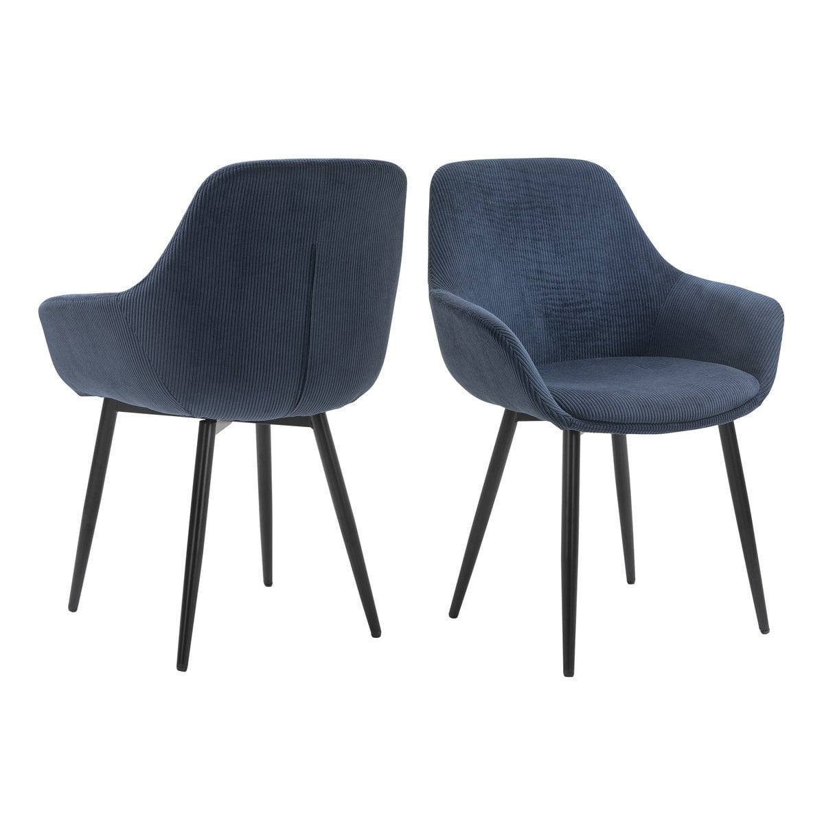 SalesFever Set van 2 corduroy fauteuils, donkerblauw