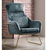SalesFever Relax fauteuil van velours velours blauw