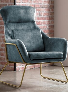 SalesFever Relax fauteuil van velours velours blauw
