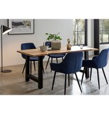 SalesFever Set van 2 corduroy fauteuils, donkerblauw