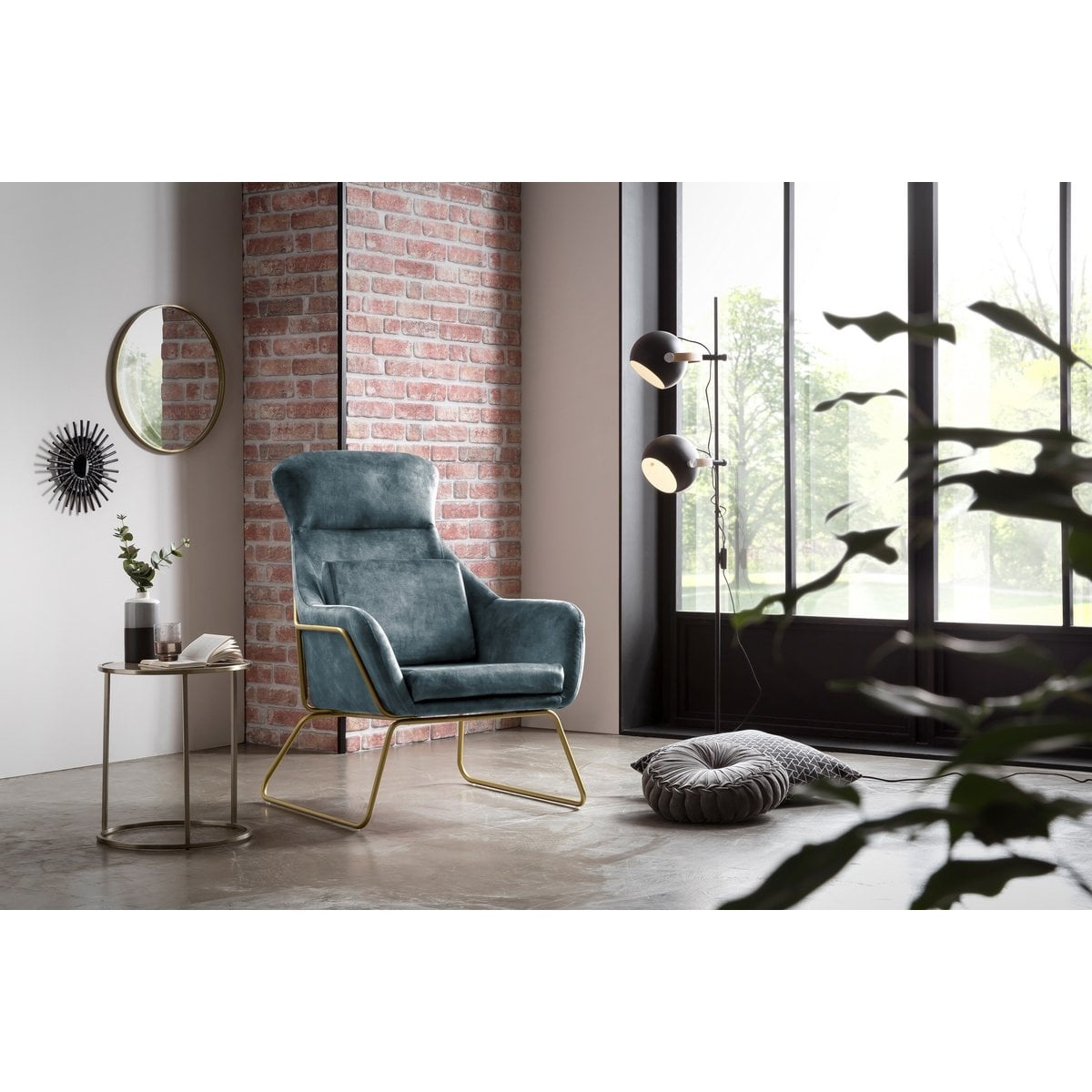 SalesFever Relax fauteuil van velours velours blauw