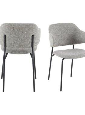 SalesFever Bouclé fauteuil set van 2 lichtgrijs