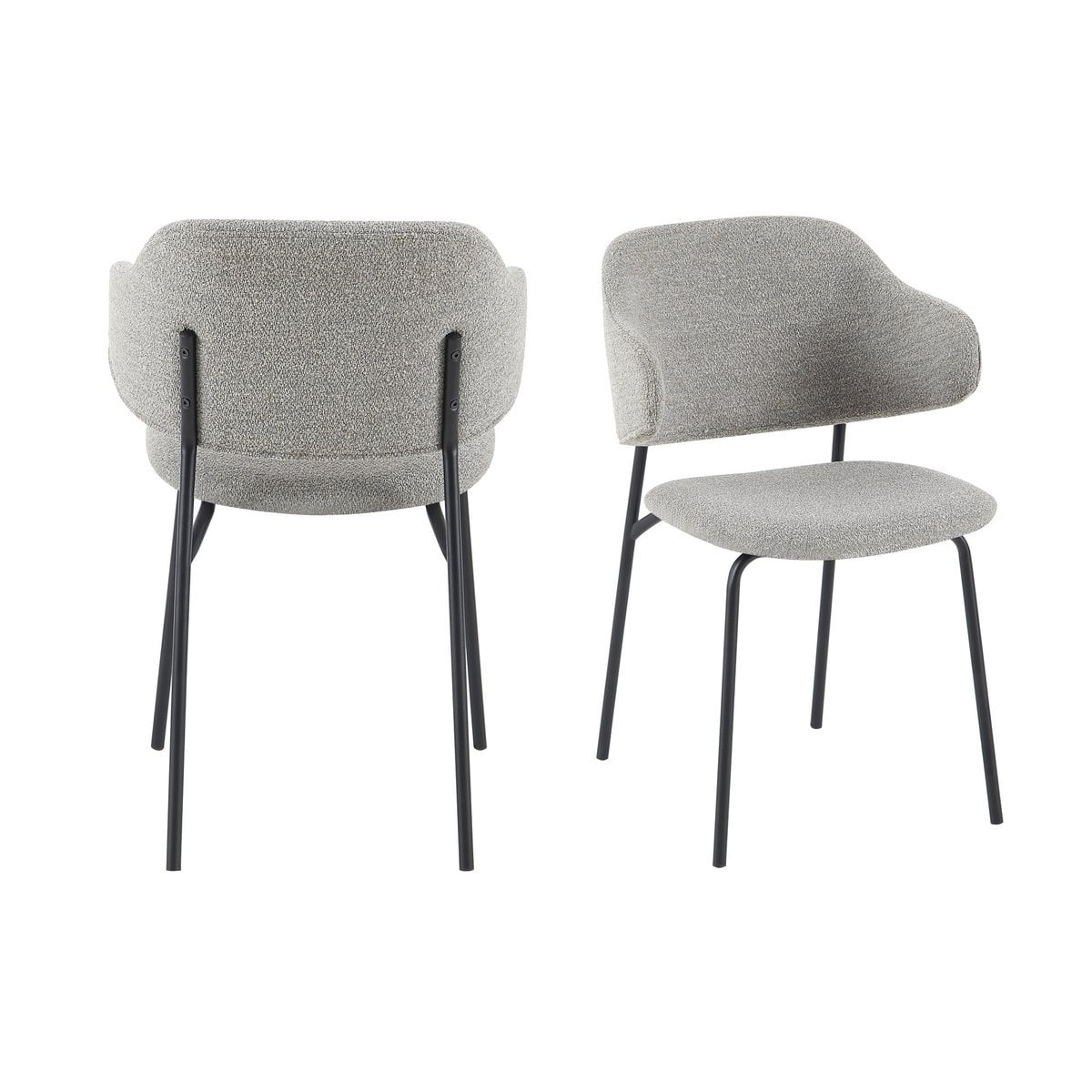SalesFever Bouclé fauteuil set van 2 lichtgrijs