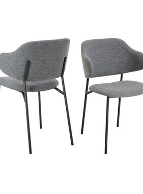 SalesFever Bouclé fauteuil set van 2 donkergrijs