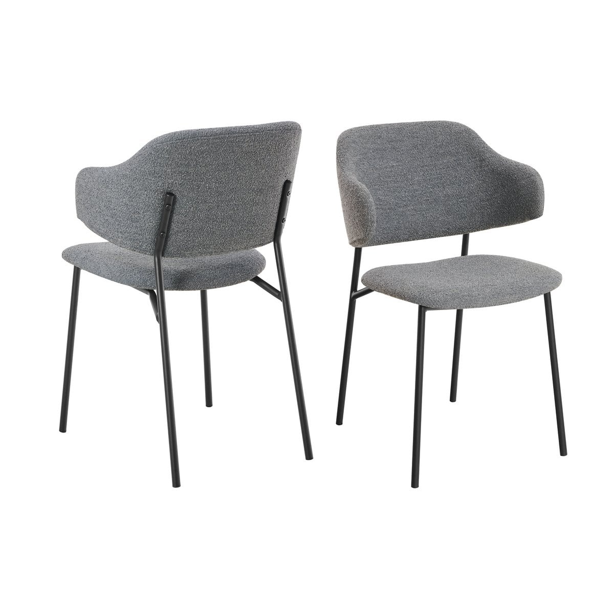 SalesFever Bouclé fauteuil set van 2 donkergrijs