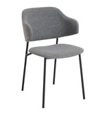 SalesFever Bouclé fauteuil set van 2 donkergrijs