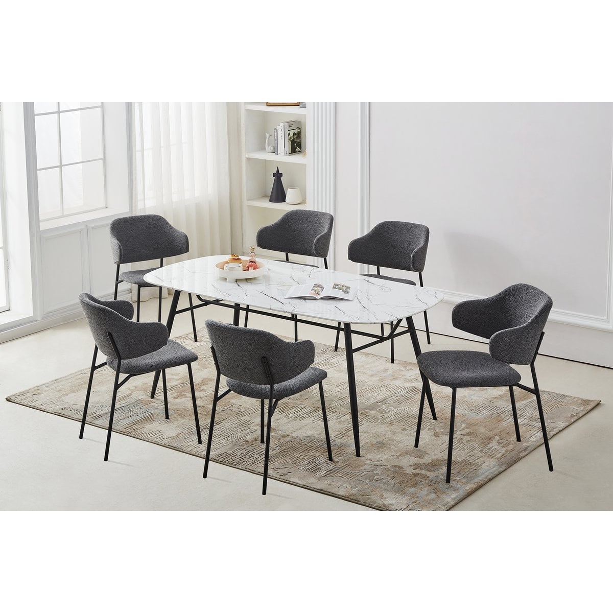 SalesFever Bouclé fauteuil set van 2 donkergrijs