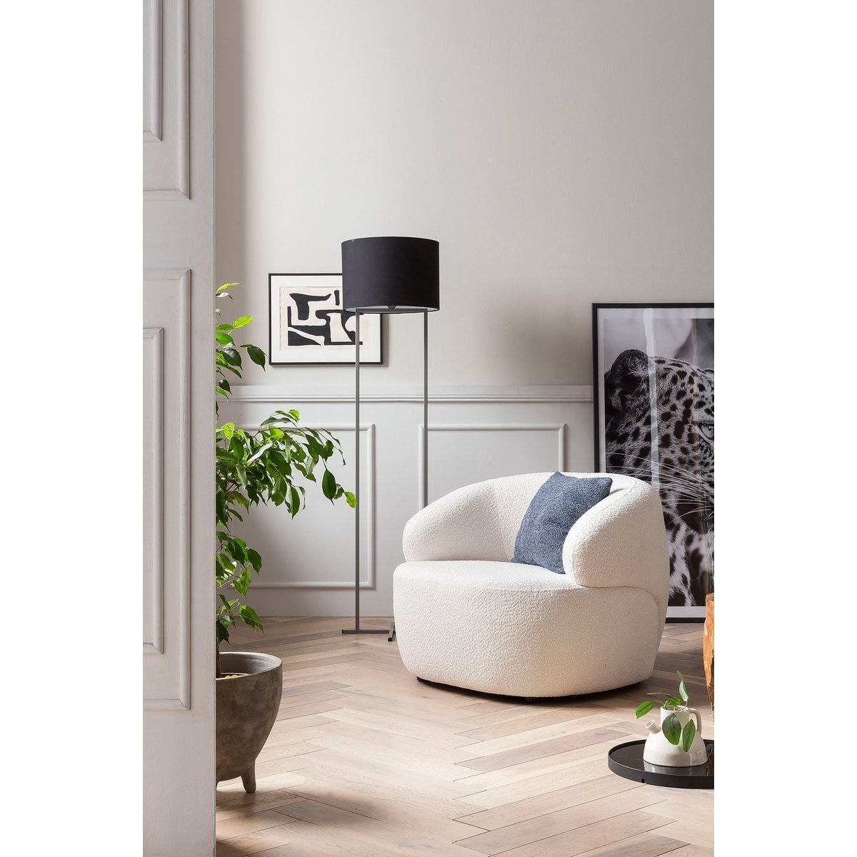 SalesFever Fauteuil bouclé stof wit