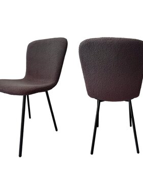 SalesFever Bouclélook stoelenset van 4 donkergrijs