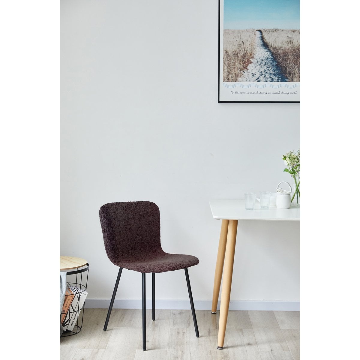 SalesFever Bouclélook stoelenset van 4 donkergrijs