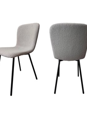 SalesFever Bouclé Look Stoelenset van 4 lichtgrijs