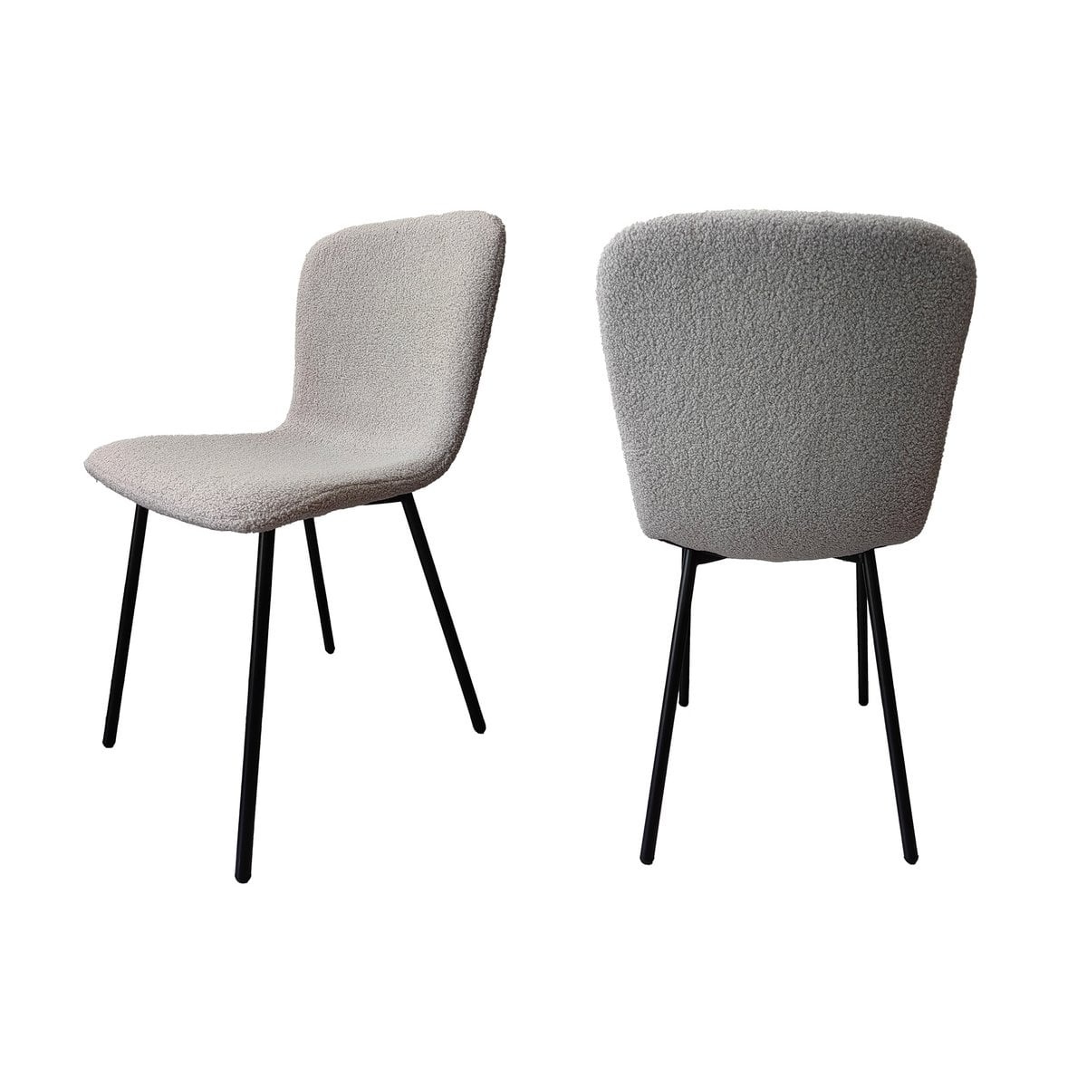 SalesFever Bouclé Look Stoelenset van 4 lichtgrijs