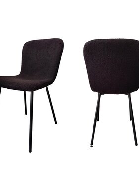 SalesFever Bouclélook stoelenset van 4 zwart