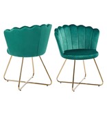 SalesFever Set van 2 groene fluwelen schelpstoelen